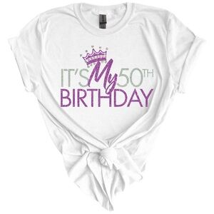 It’s My 50th Birthday Tshirt with Glitter and Rhinestones in size L